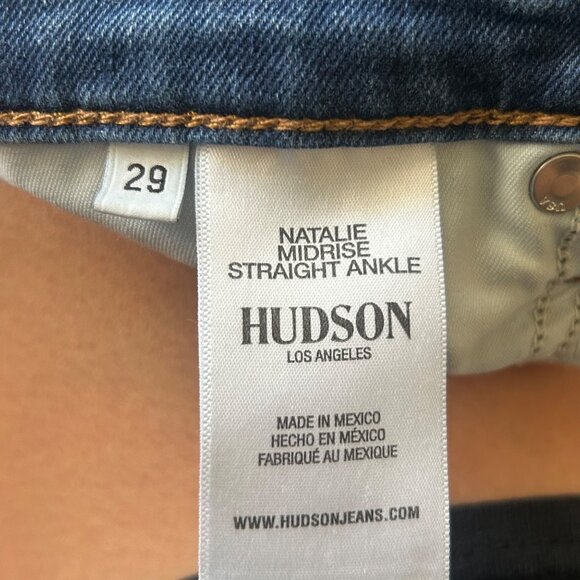 Hudson Natalie Mid-Rise Straight Ankle Cuff Jeans Size 29 Med Wash EUC - Picture 4 of 7